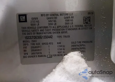 2016 Chevrolet Colorado Z71 z USA, uszkodzony, nr VIN 1GCGTDE36G1356442